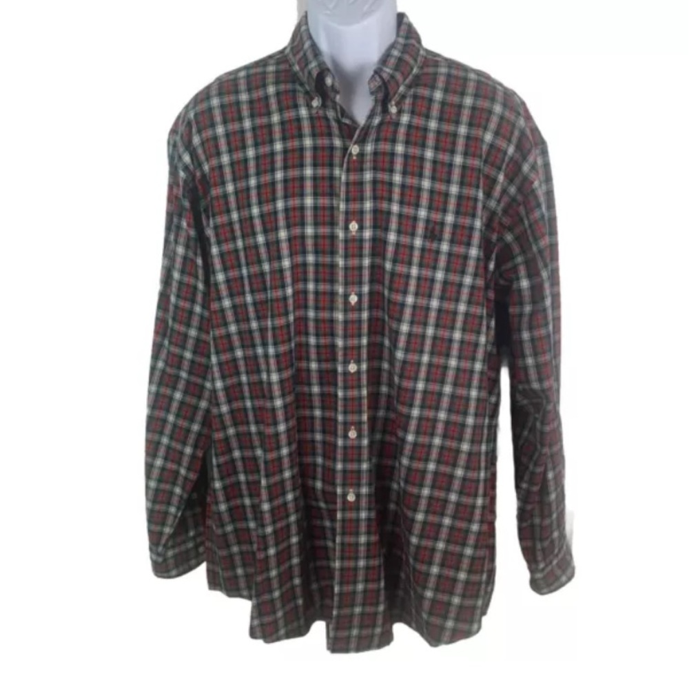 Polo Ralph Lauren BLAKE Shirt Mens Size L Red &Green Plaid‎ Cotton Long Sleeve